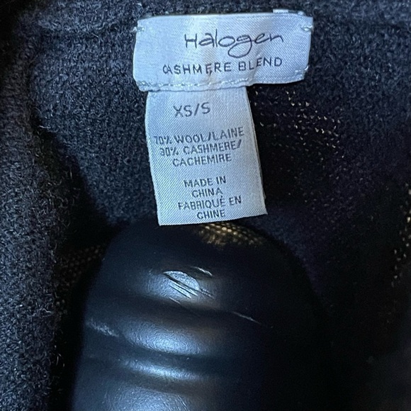 Halogen Cashmere Wool Blend Black Cowlneck Poncho Sweater XS/S Oversized - Picture 2 of 8